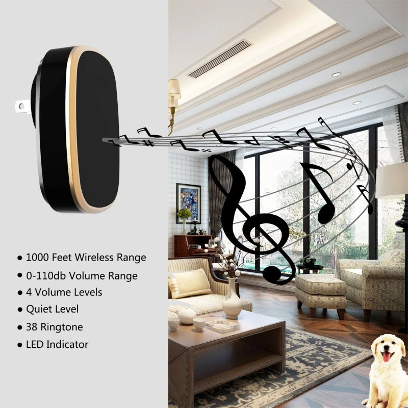 Wireless Doorbell Chime - 300 Meters Long Range Wireless Doorbell Waterproof Outdoor Home Intelligent Door Bell Chime