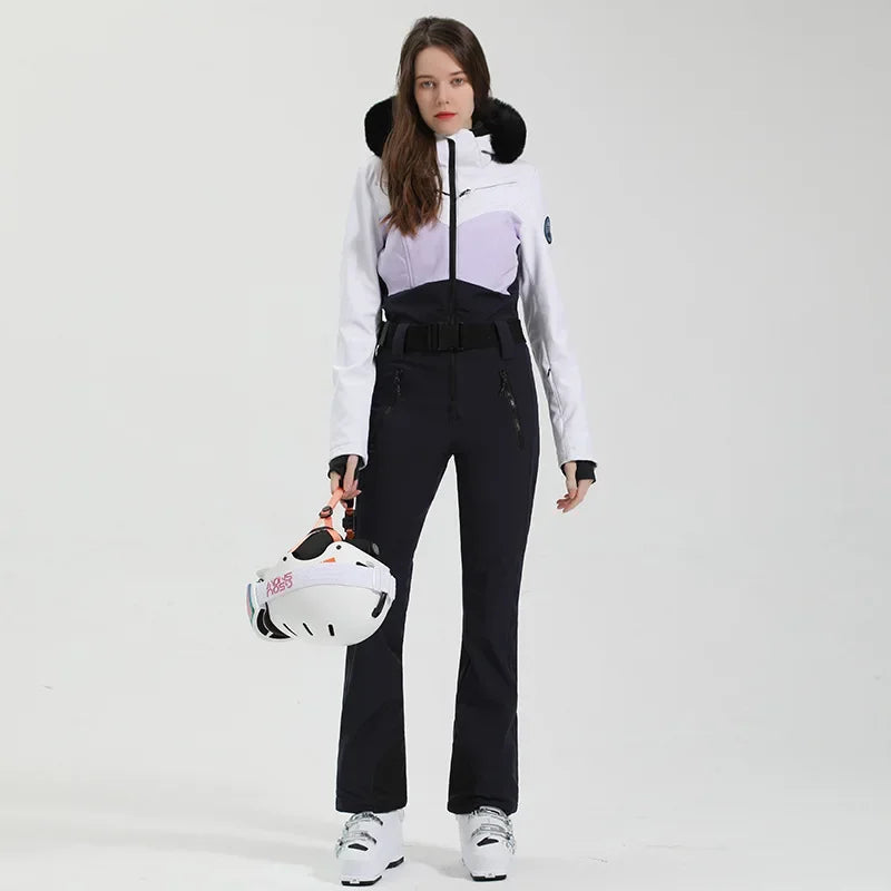 2025 Winter Skiing Suit Women Slim Fit Ski Overalls New Female Snowboard Clothes Outdoor Sport Pro Windproof Warm Snow Jumpsuit
