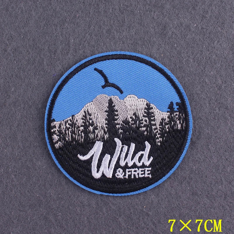 Hiking Adventure Patches For Clothing Stickers DIY Hook Loop Badges Camping Embroidery Patch Iron On Patches On Clothes Stripes