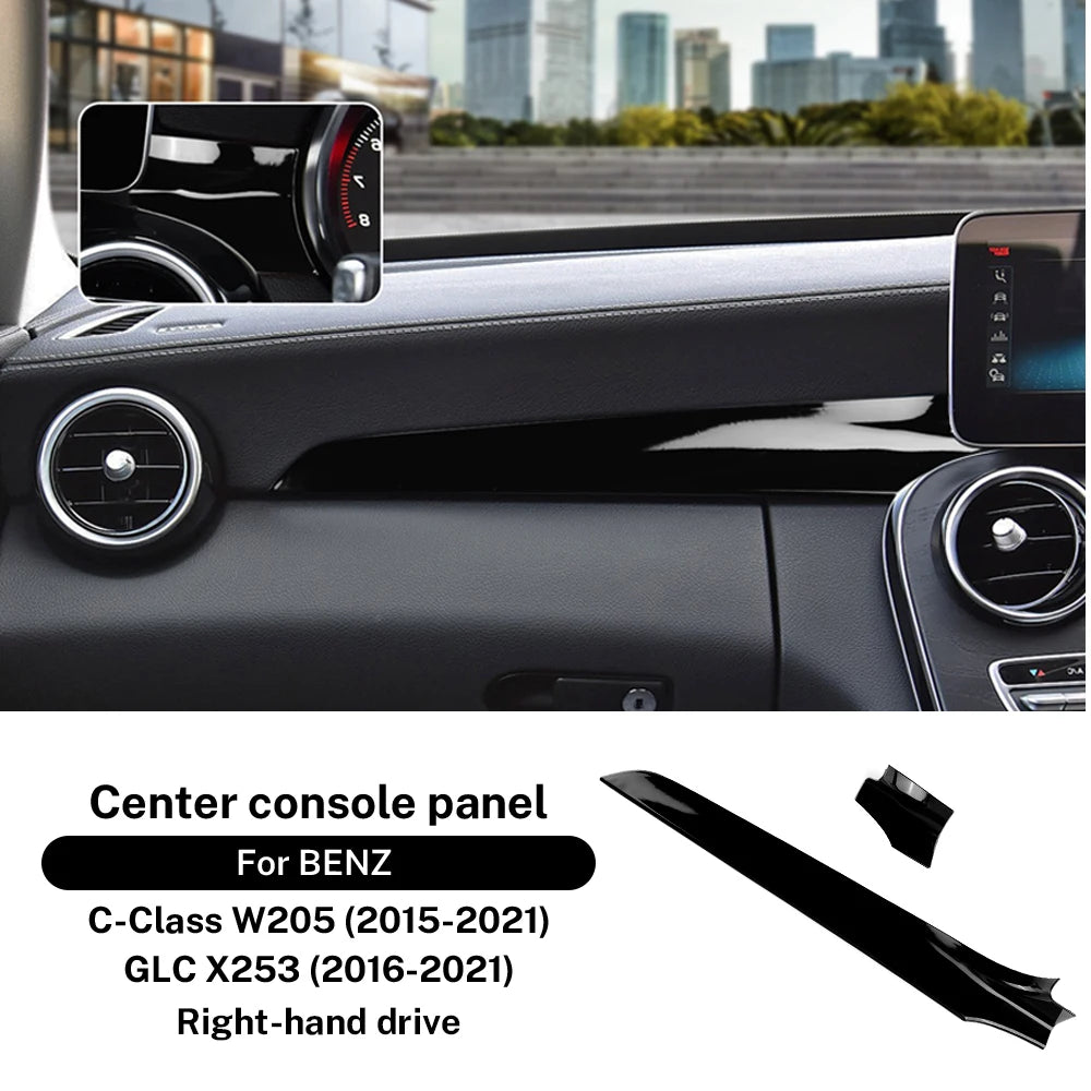 For Mercedes Benz C Class W205 C180 C200 GLC X253 2015 2016 2021 LHD RHD Carbon Fiber ABS Center Console Dashboard Trim Cover