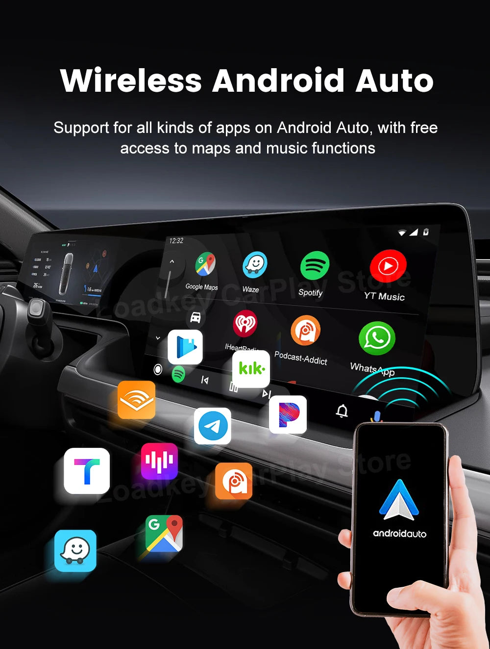 CarlinKit 5.0 Wireless CarPlay Android Auto Adapter 3 in 1 Wireless Car Adapter for Mazda Toyotal Peugeot Volvo Kia Spotify