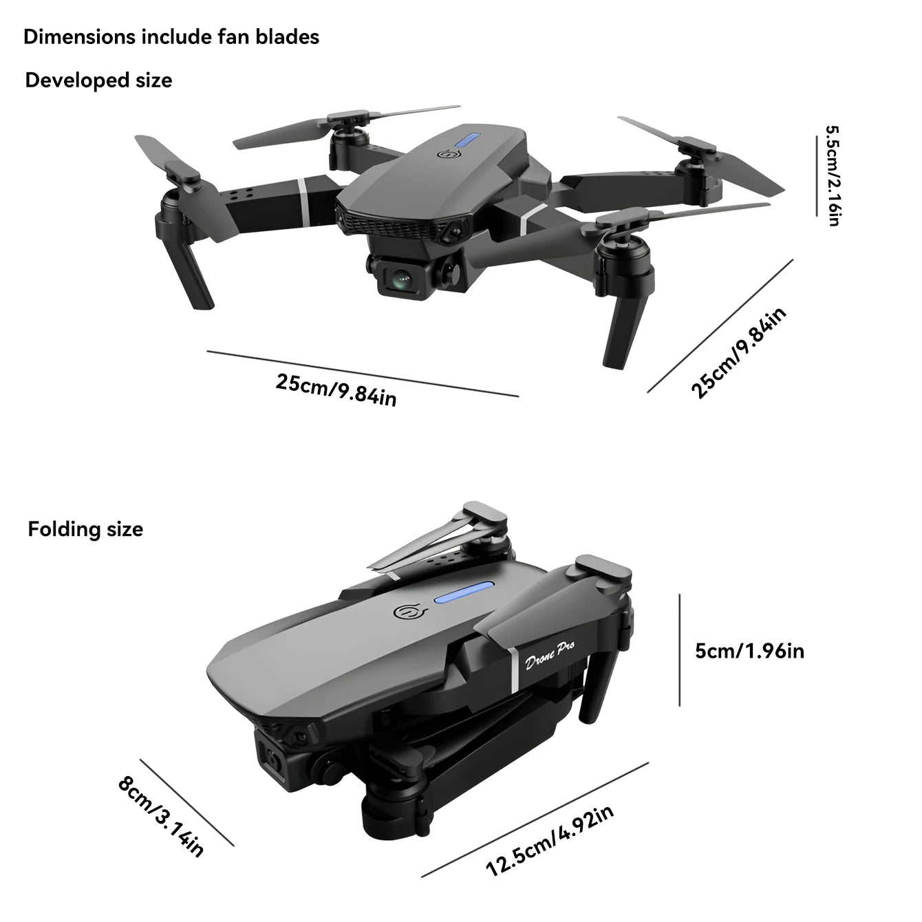 Toy drone E88 remote control small aircraft dual camera HD quadcopter can be connected to mobile APP foldable bag