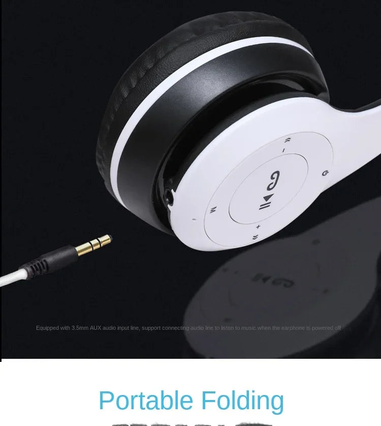 Bluetooth 5.0 Wireless Headphone Foldable HIFI Stereo Bass Earphone Kid Girl Helmet Gift With Mic USB Adaptor For iPhone TV Game