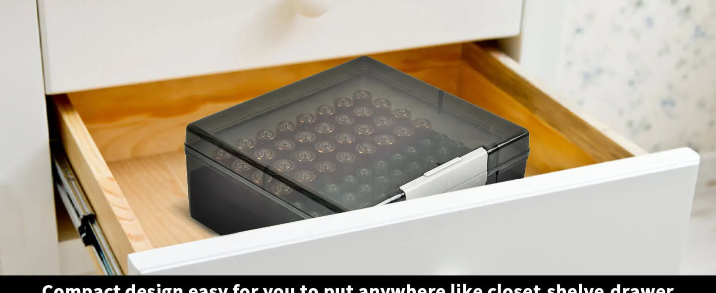 Battery Storage Organizer Holder Holds 72 AA AAA Batteries, Battery Box Case Garage Container,Home Drawer Organization Dispenser