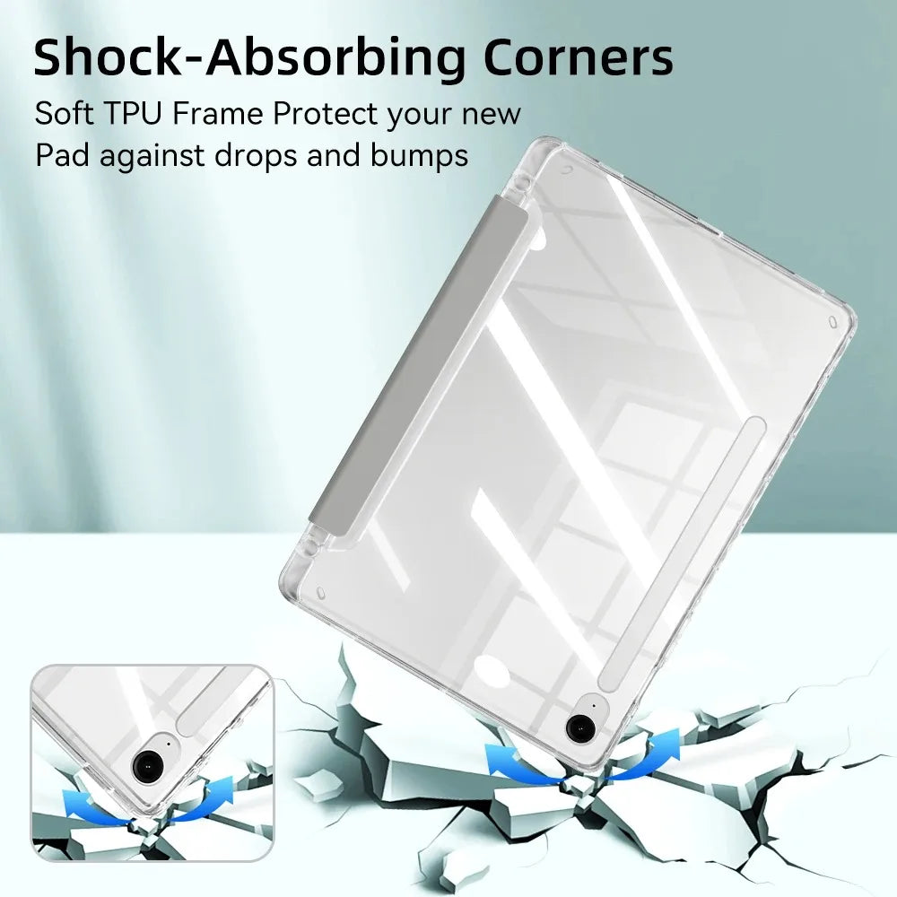 Clear Case for Samsung Galaxy Tab S9 11 S9 FE A9 8.7 inch A9 Plus S10 FE S9 Plus S10 Plus 12.4 Y-shaped Casing with Pencil Holde