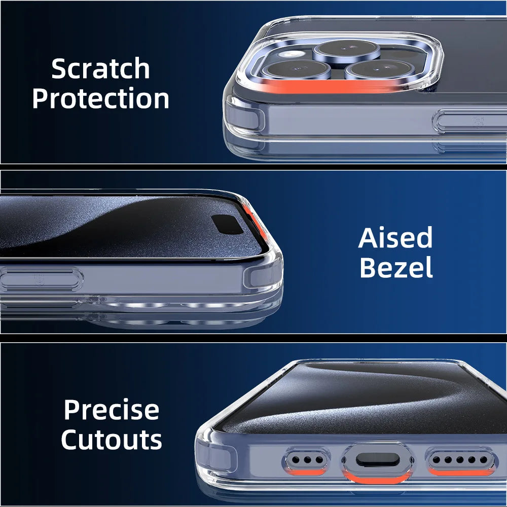 Ultra Thin High Transparent Hard PC Case For iPhone 16 15 14 13 12 11 Pro Max Slim Shockproof Bumper Phone Cover