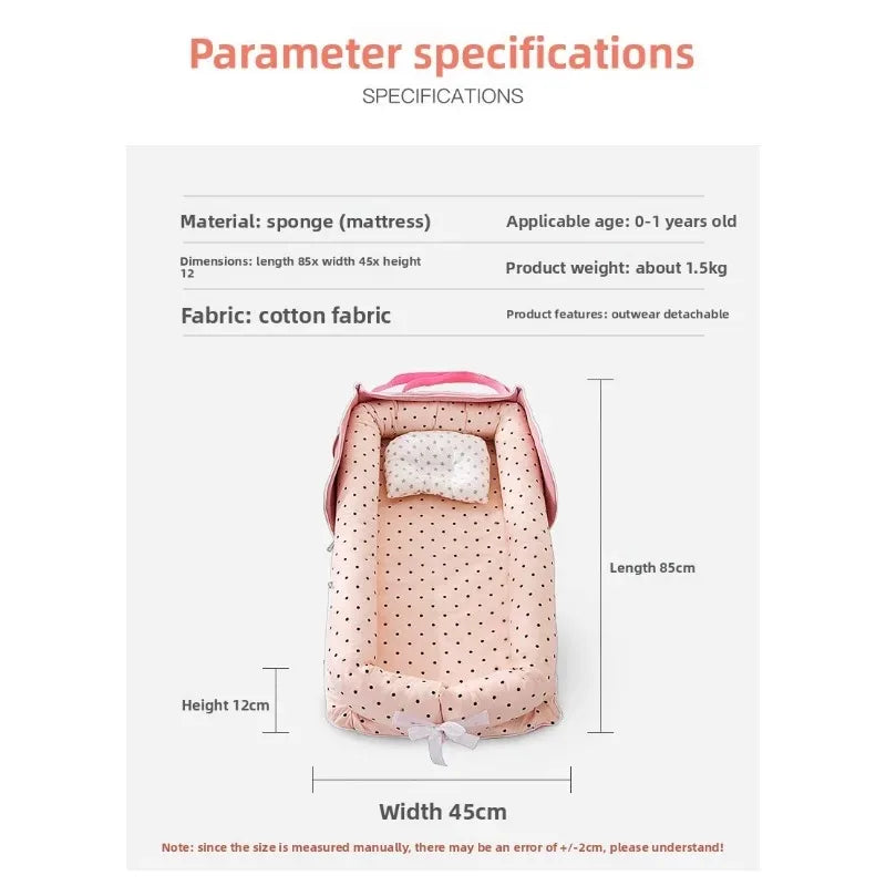 2025 New Portable Baby Shoulder-Strap Bassinet with Detachable Mattress for Travel & Bedside Sleeping