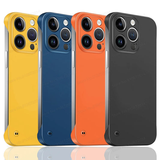 Ultra Thin Frameless Phone Case For iPhone 15 14 12 13 11 16 17 Pro Max 16 Plus Matte PC Hard Back Cover For iPhone 17 Air Cases