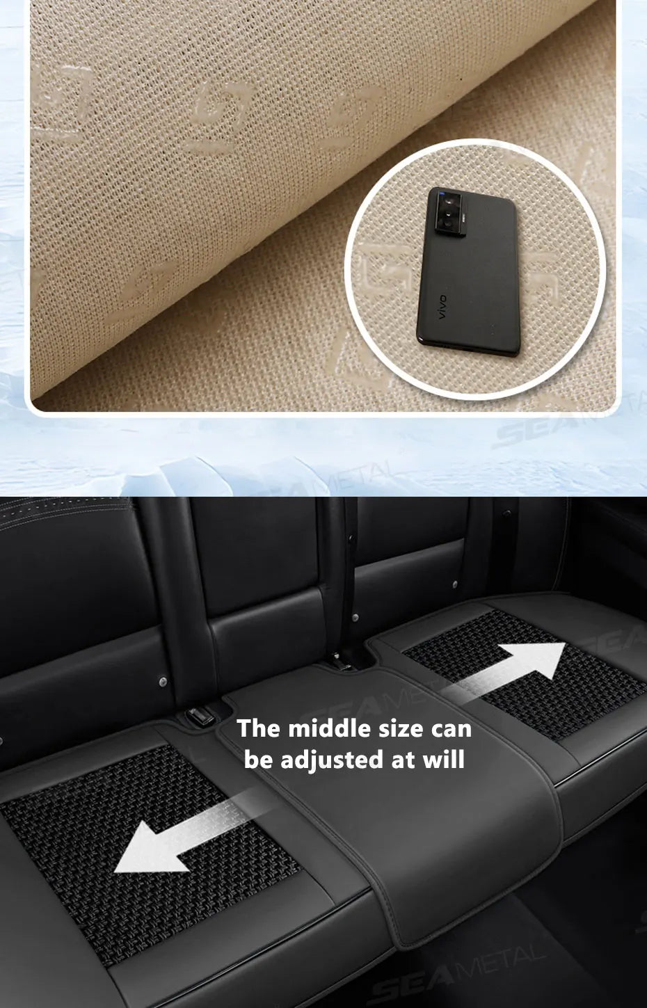 SEAMETAL Breathable Car Front Seat Cover Ice Silk Cooling Seat Cushion Full-Wrapped Anti-Scratch Car Seat Protector Universal