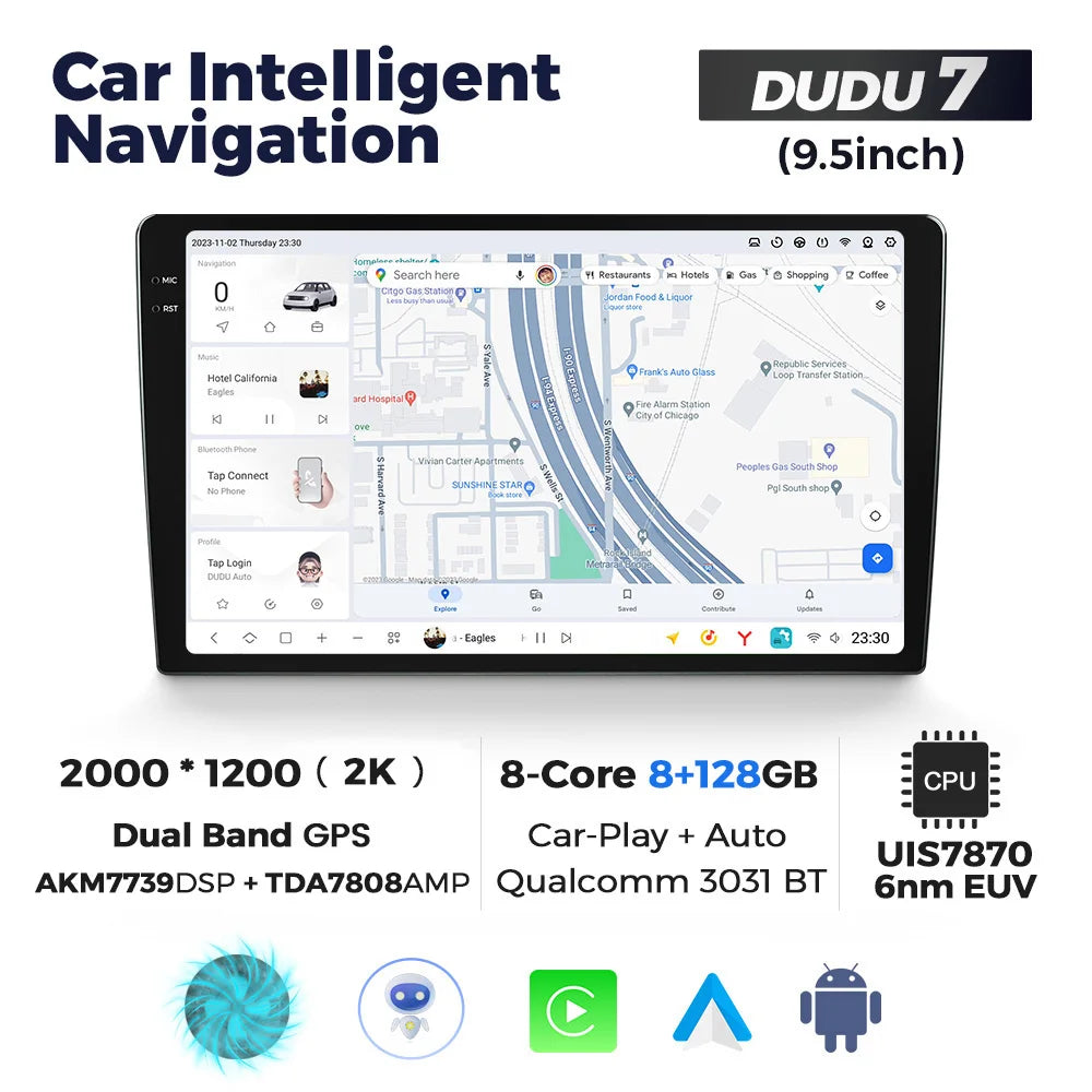 DUDUAUTO 9.5/10.36inch DUDU7 Android 13 Universal Carplay Multimedia Car Radio WIFI DSP TDA7708 12+512G Android-Auto Carplay