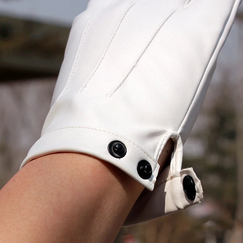 Men Women Gloves PU Leather Fingerless Fitness Sports Button Street Dance Perform Fishing Tactics Four Seasons Cycling Gloves