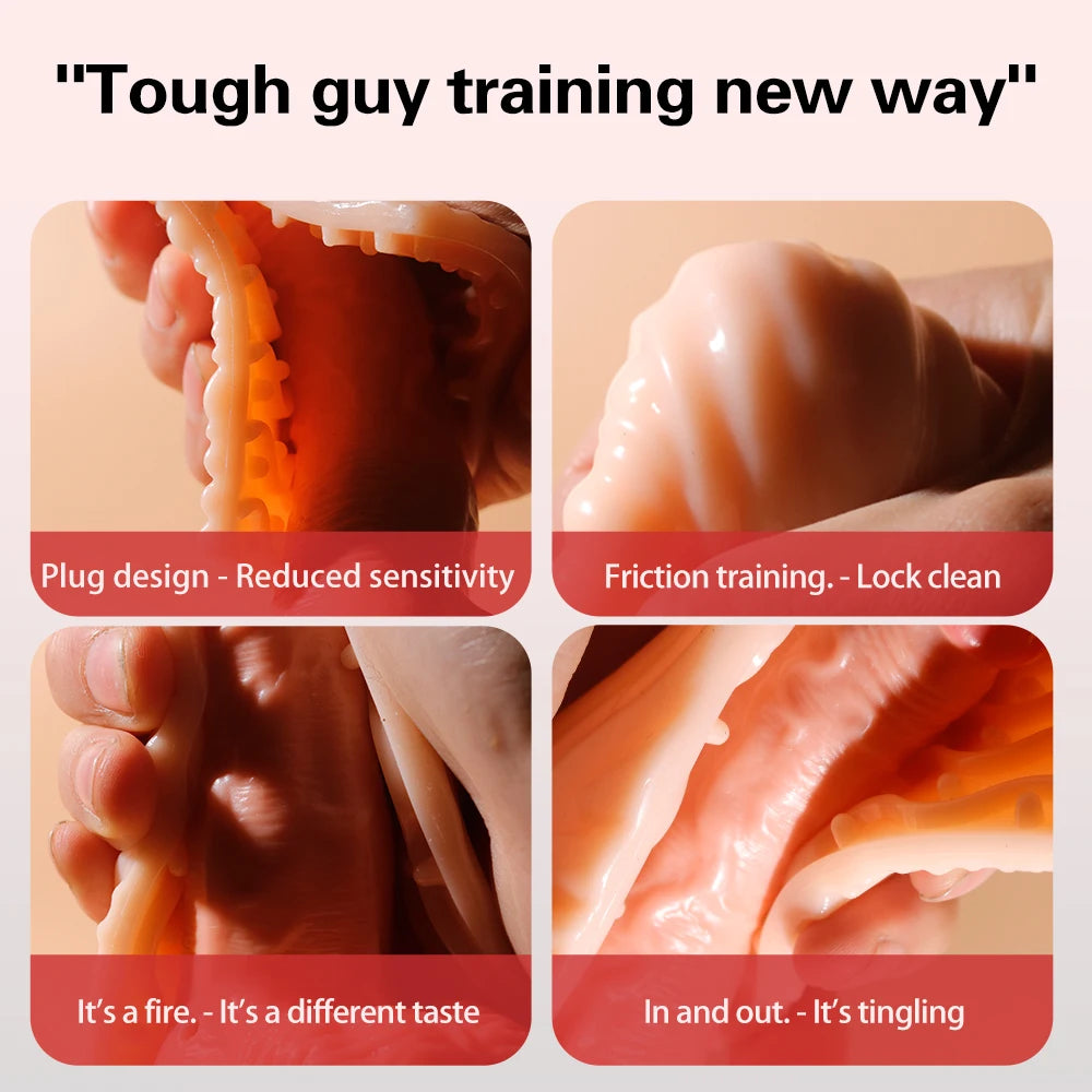 Men Aircraft Cup Male Masturbator Oral Realistic Vaginal Anal Masturbation Soft Real Vagina Pocket Pussy Sex Toy for Men Blowjob