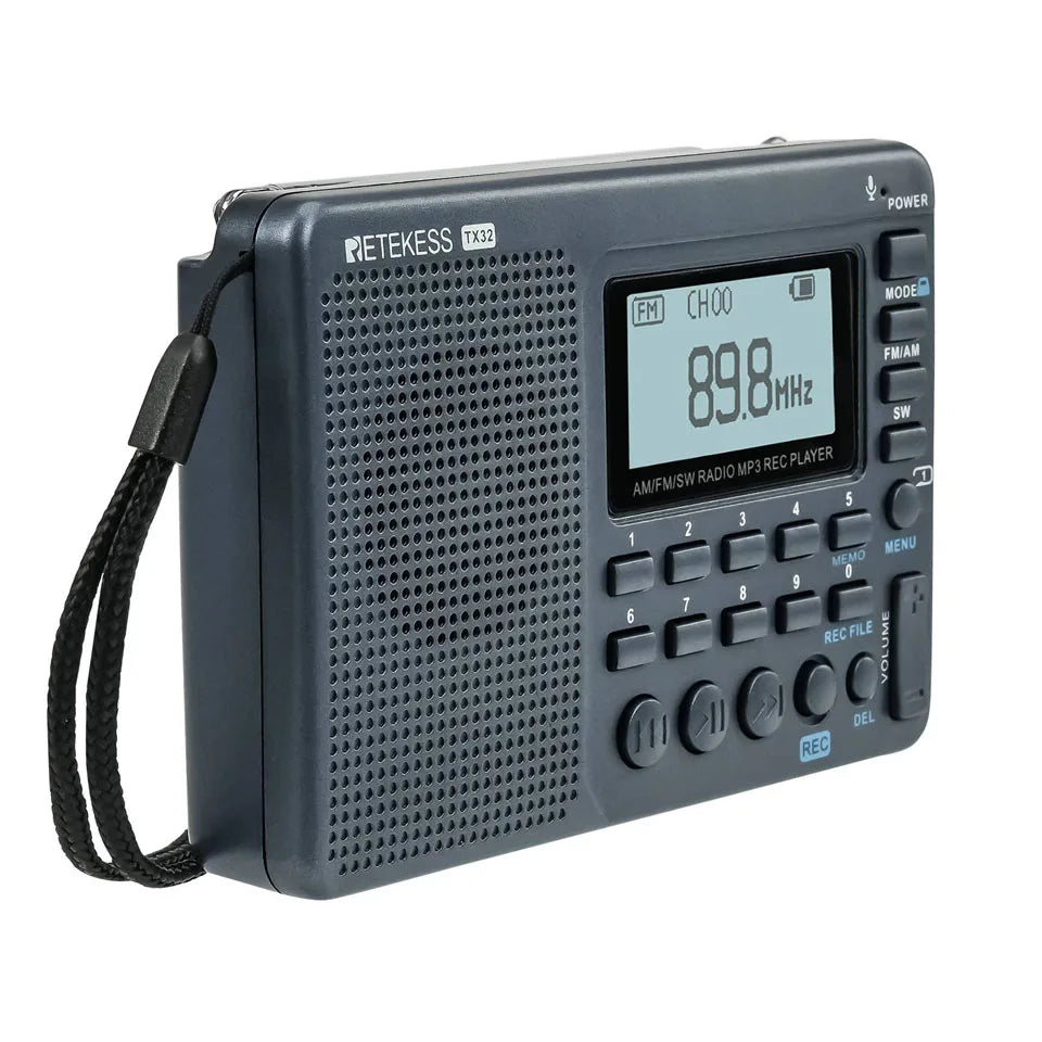 RETEKESS V115 Radio FM AM SW Portable Radios Rechargeable  Radio Batteries multiple bands  USB Recorder Speaker for Elders TX32