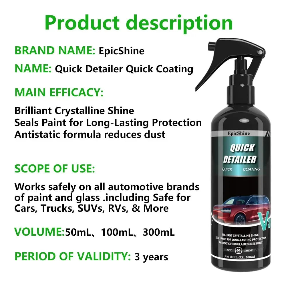 Car Ceramic Quick Detailer&Coating Spray Nano Hydrophobic Polish Scratch Repair Remover Paint Protection Crystal Wax  Auto Clean