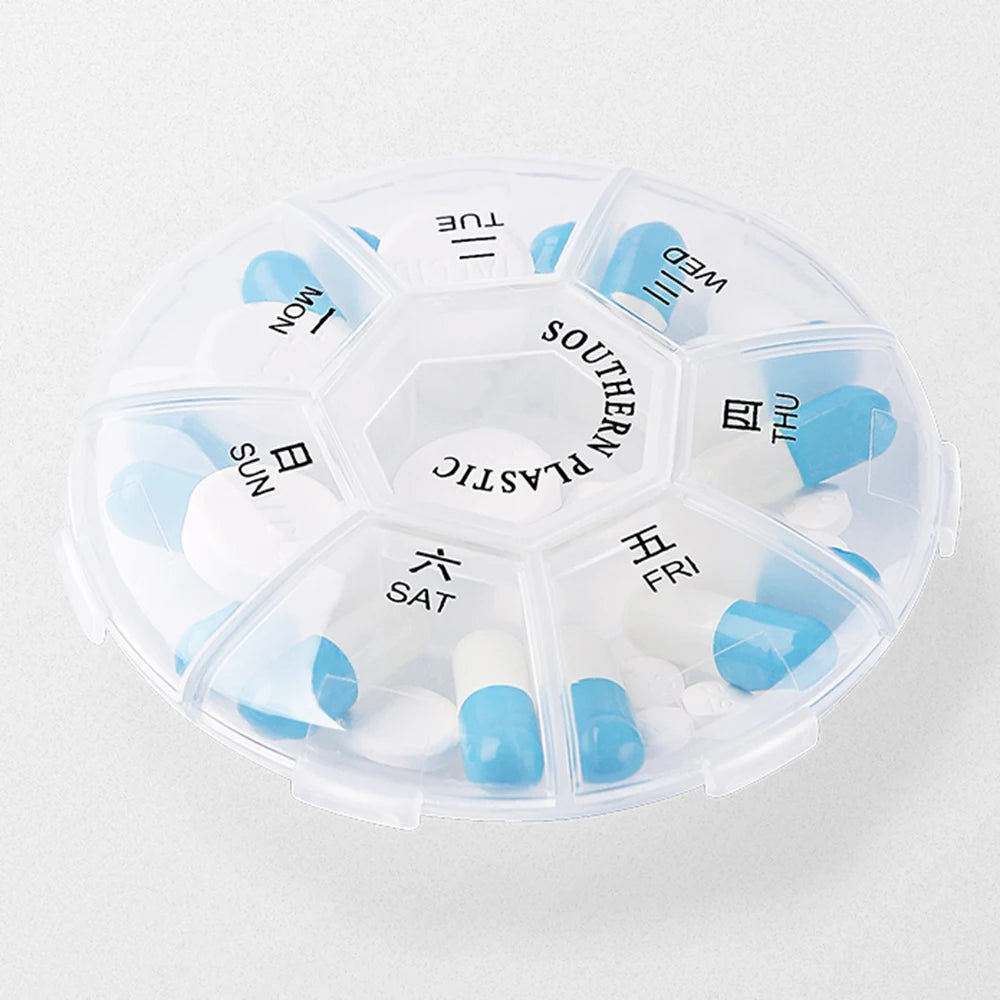 Small Transparent Weekly Pill Box 7 Grids Storage Box Drug Organizer Tablet Dispenser Splitters For Travel