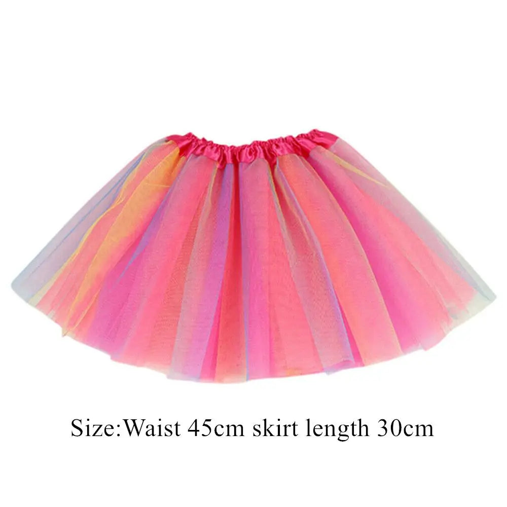 Girls Rainbow Tutu Skirt Dance Party Ballet Tulle Tutu Skirt 2-8 Years 3 Layers Princess Birthday Party Dress