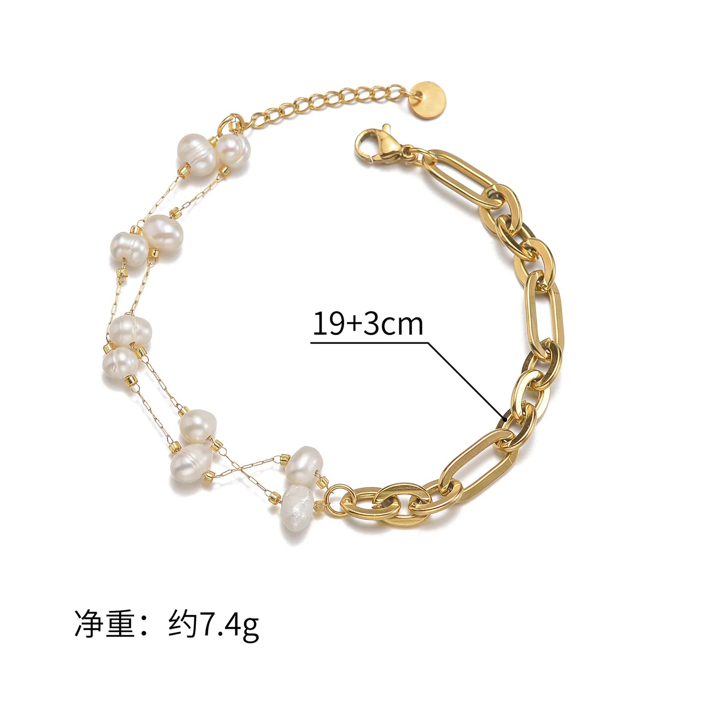Vintage Irregular Imitation Pearl Women Wedding Bracelets Stainless Steel Charms Engagement Jewelry For Girlfriend Gift