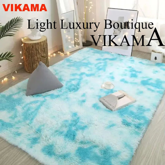 VIKAMA Solid Color Simple Nordic Tie-dye Carpet Living Room Bedroom Bbed Sofa Comfortable Blanket Silk Wool Floor Mat All Spread