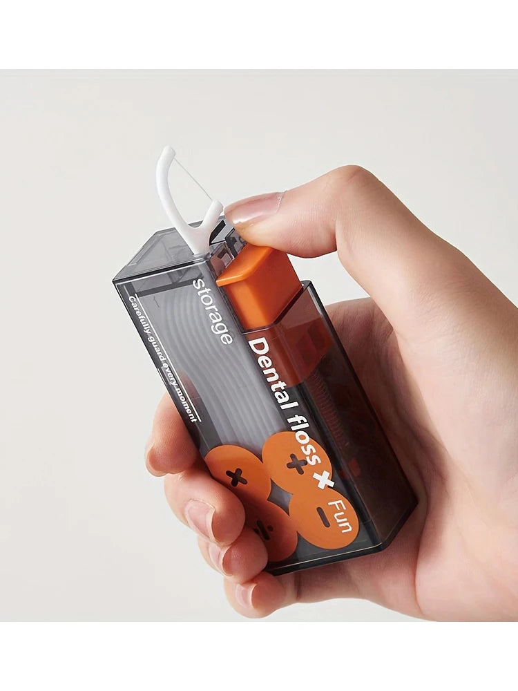 Mecha Wind Mirror Portable Floss Box Auto Pop Up 10pcs Mini Transparent Floss Stick Storage Box Oral Care Floss Organiser