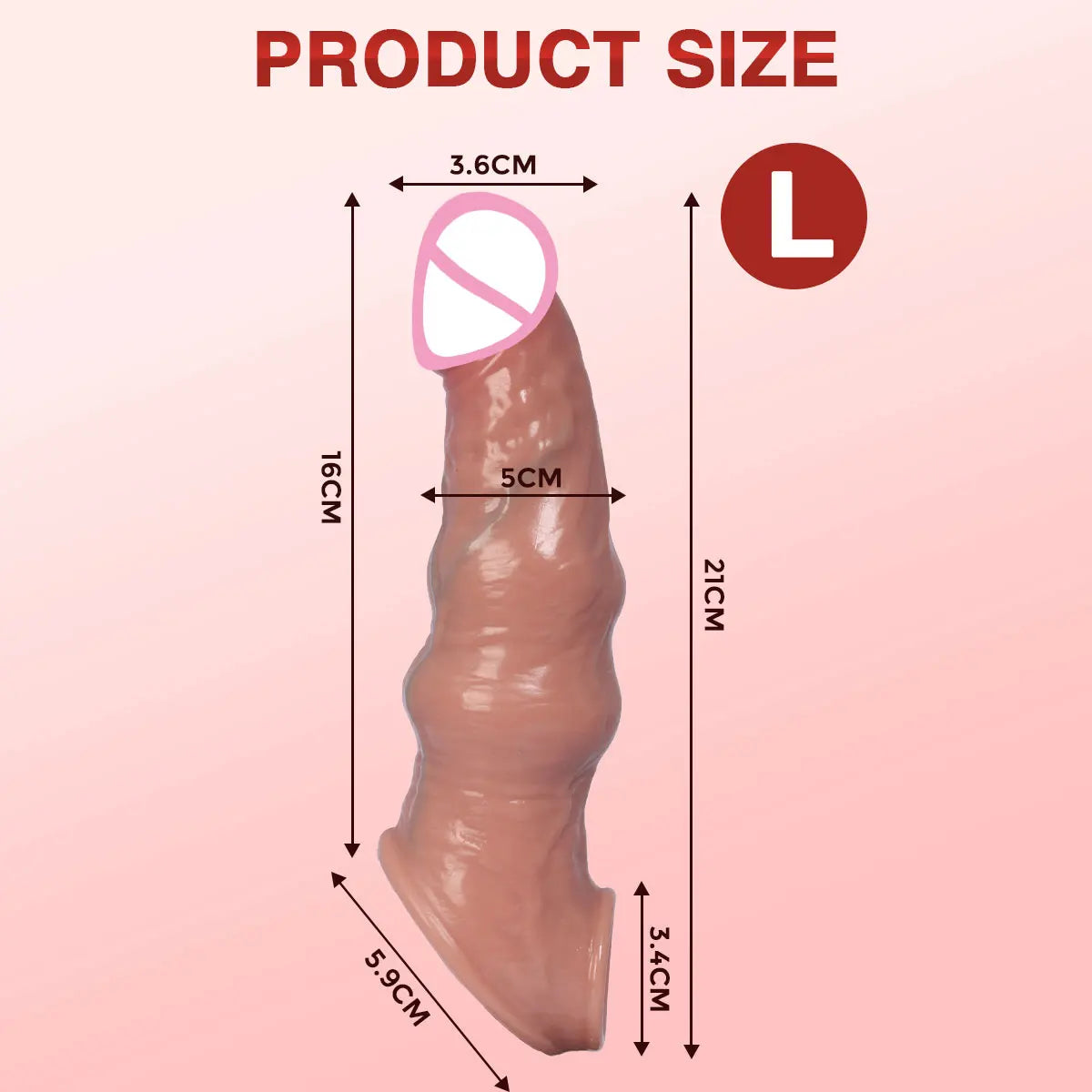 HESEKS Silicone Penis Sleeve Extender Realistic Hollow Dildo Reusable Cock Enhancer Ring Large Condom Male Sex Toys for Men 18+