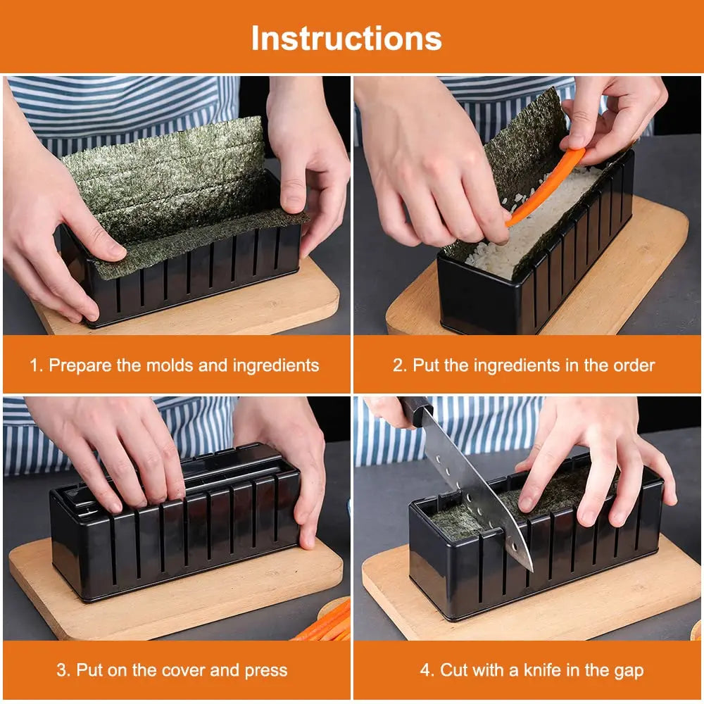 3/10Pieces Sushi Molds 10Shapes Sushi Rice Making Kit Easy Home DIY Sushi Tool Kitchen for Beginners Instruction Manual Included