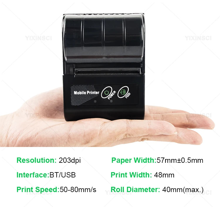 58mm Portable Mini Thermal Printer Receipt Ticket Printer Mobile Pocket Wireless Bluetooth Bill Android Phone PC Printe