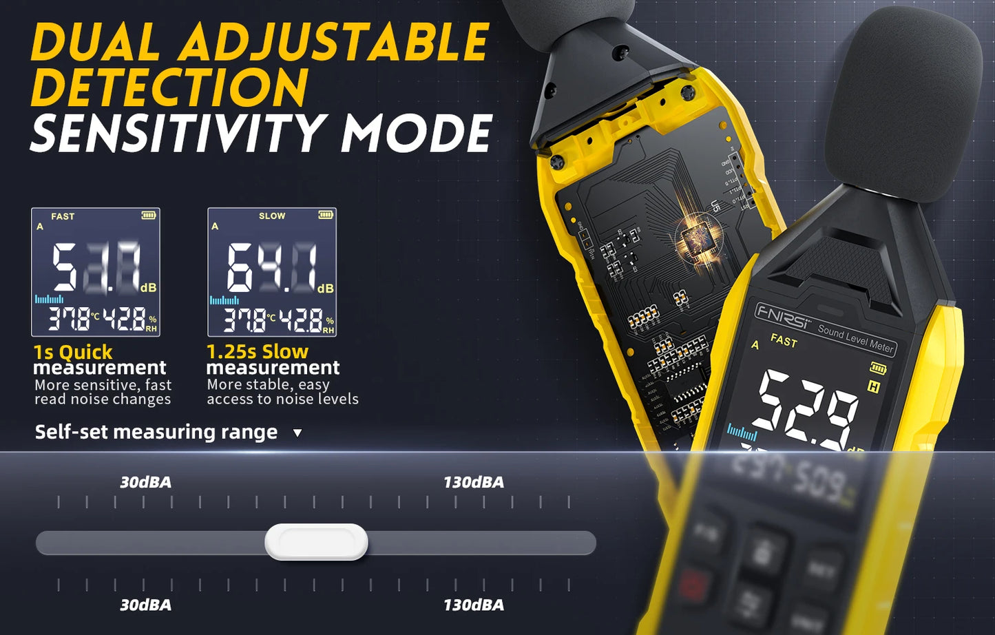 FNIRSI FDM01 Noise Measuring Instrument Sound Level Meter Digital Handheld DB Meter 30~130dB Audio Measuring Instrument