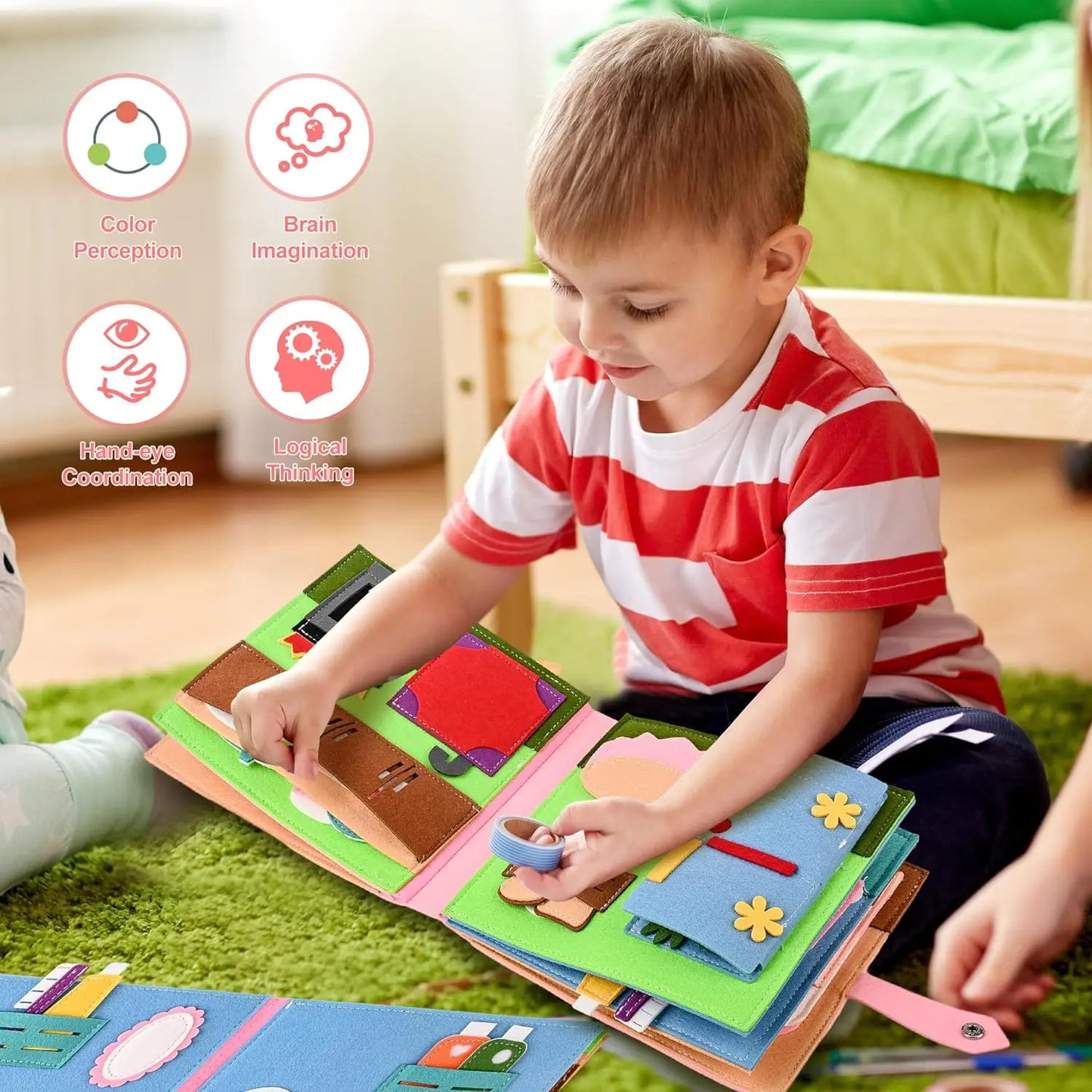 Montessori Busy Book Felt Quiet Book For 1-6 Years Early Learning Life Skills Toys With Pictures And Simulated House Games