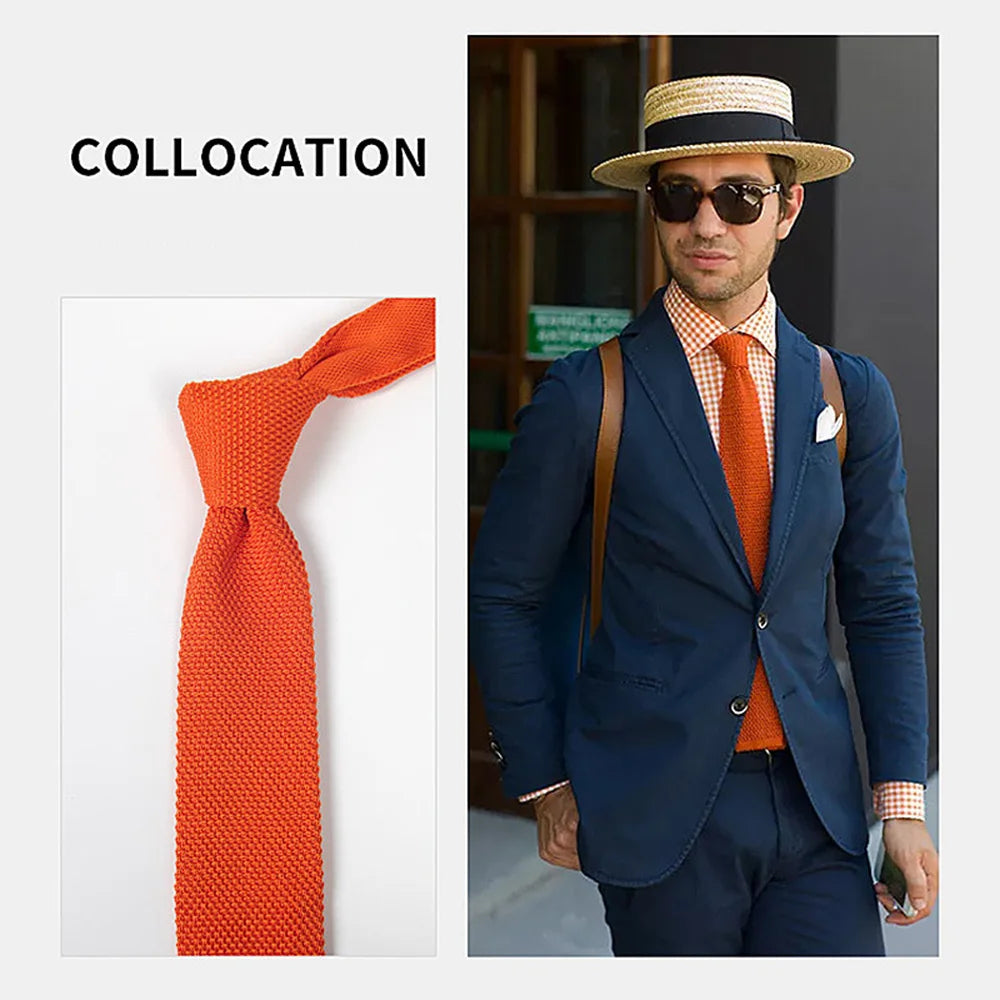 Knitted Ties For Men Slim Fashion Neckties Plain Black Red Knit Tie Men Women Wedding Daily Casual Neck Knitted Cravatas HUISHI