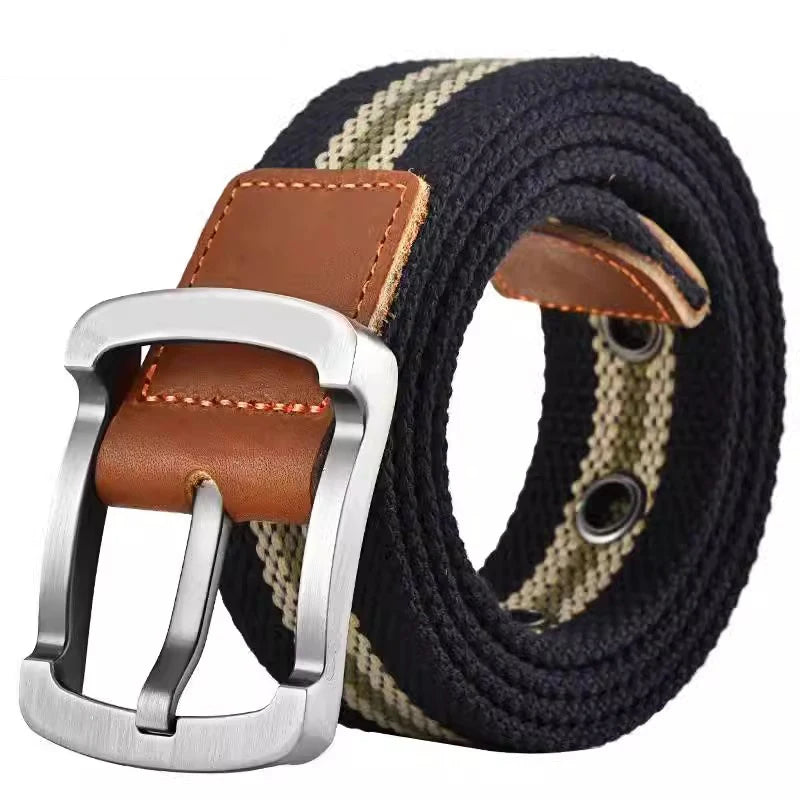 Fashionable and Trendy Canvas Belt Men's and Women's Belt Casual Belt Student Youth Cargo Pants Needle Buckle Wide Neutral Belts
