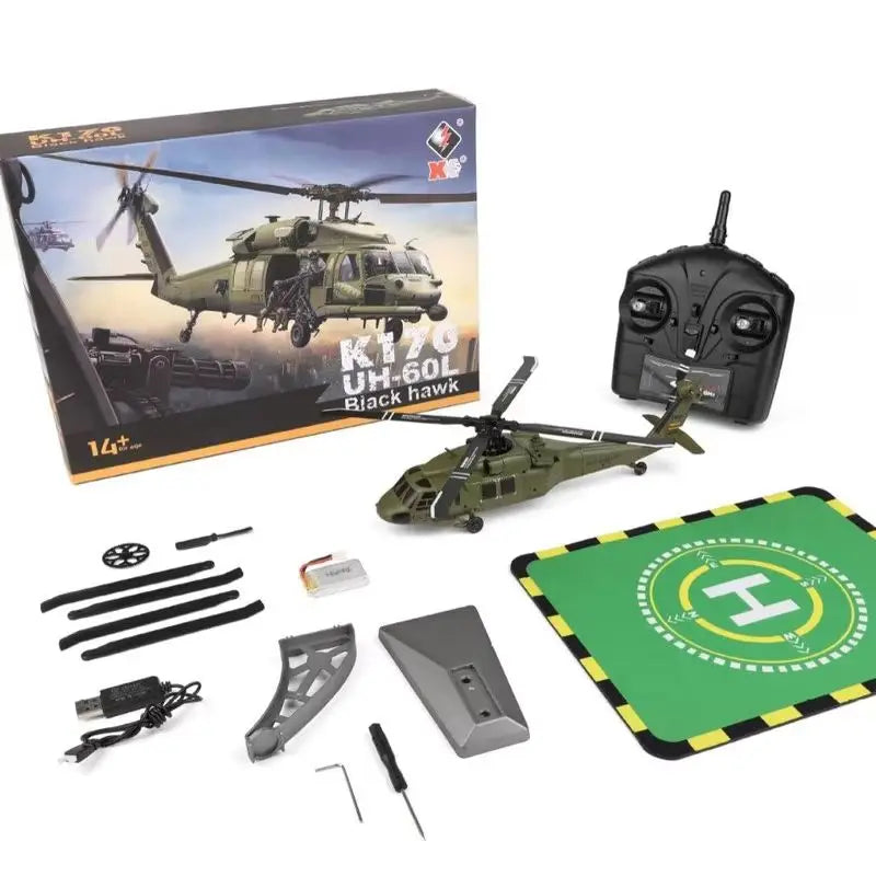 Wltoys K170 Black Hawk Uh60l Remote-Controlled Helicopter Four Channel Four Propeller Simulation Brushless Fixed Height Model