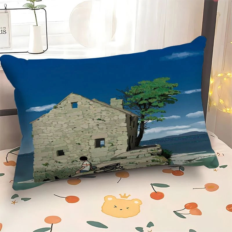Scene Art Anime Cartoon Pillowcase, 30×50cm Rectangular Sofa Cover, 40×60cm Car Seat Cushion