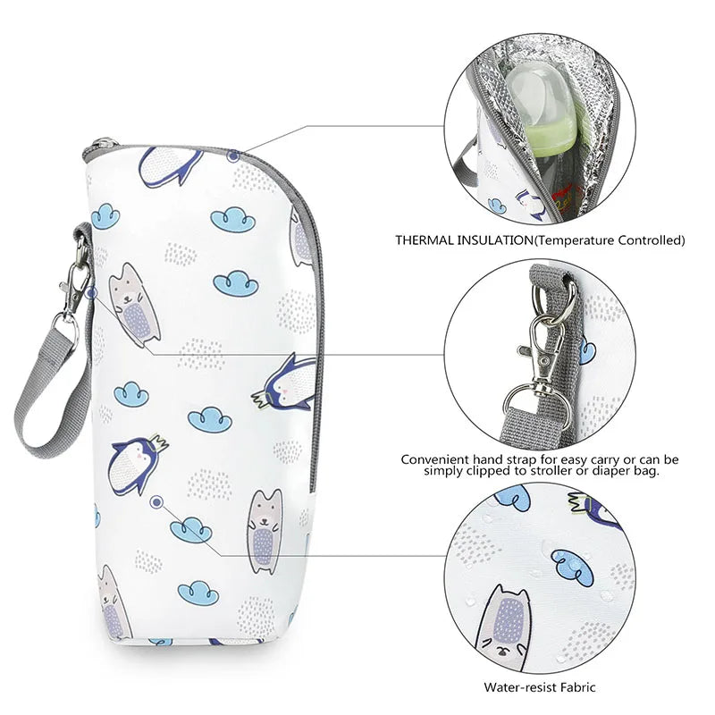 Baby Bottle Bag Bottle Warmer Baby Feeding Aluminum Mold Insulation Outing Stroller Hanging Bag For Storage Cups Drinks