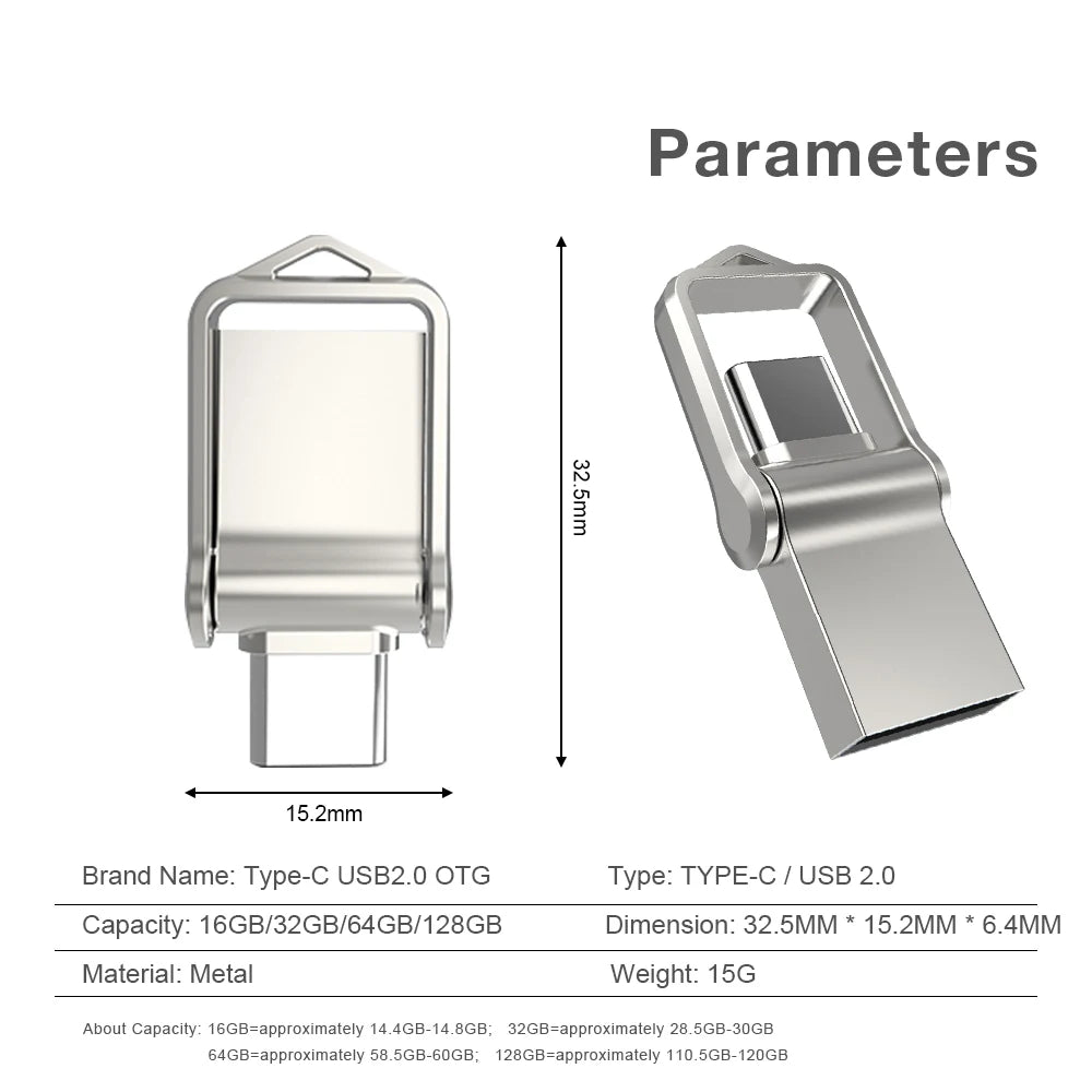 Mini TYPE C USB 2.0 Dual Flash Drive 64GB Tiny Pen Drive 32GB memoria usb Memory Disk 64G 32GB Pendrives cle usb