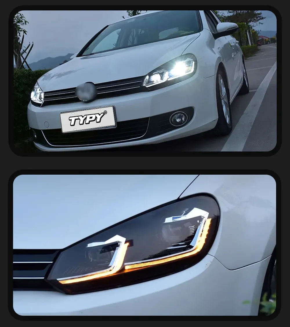 TYPY Car Headlights For Volkswagen Golf6 MK6 2009-2012 LED Car Lamps Daytime Running Lights Dynamic Turn Signals Car Accessories