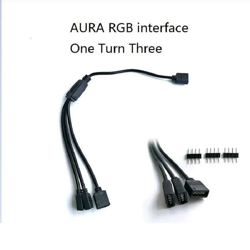 RGB Extended Line 12V AURA 4Pin 5V ARGB 3Needle  LED Light Tap Line Motherboard Fan Aperture Strip Chassis RGB  Cable