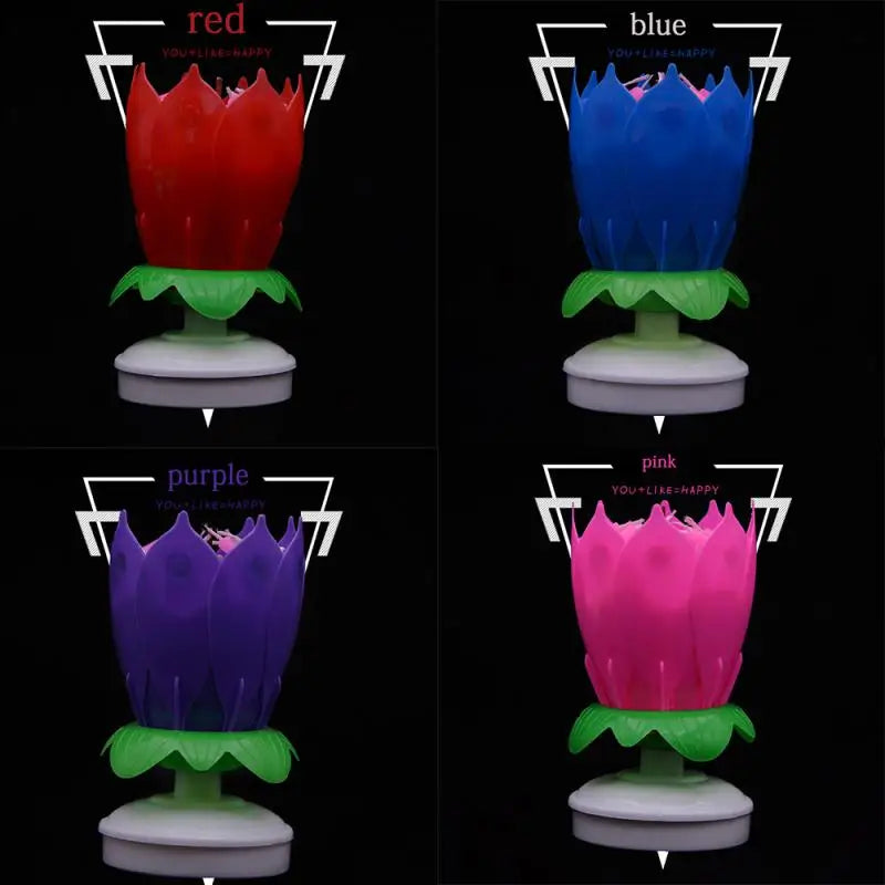 Lotus Candle Rotating Lotus Musical Candle Electric Birthday Cake Candles Flower Candle Reusable Birthday Candle Birthday Candle