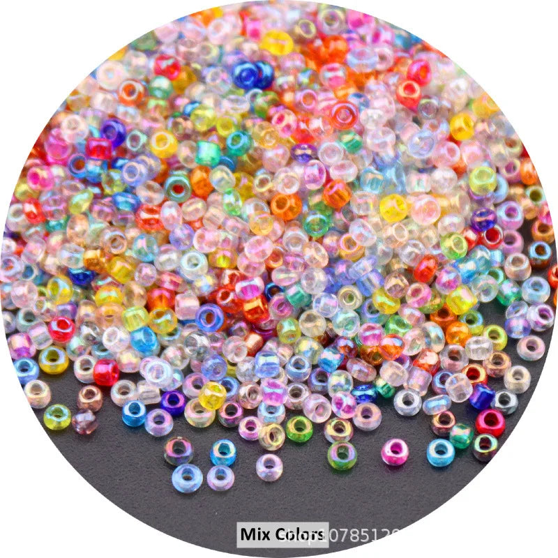 1.5mm 2mm 3mm 4mm Cezch Clear AB Colorful Glass Beads 15/0 12/0 8/0 6/0 Loose Seedbeads for Needlework Jewelry Making DIY Sewing