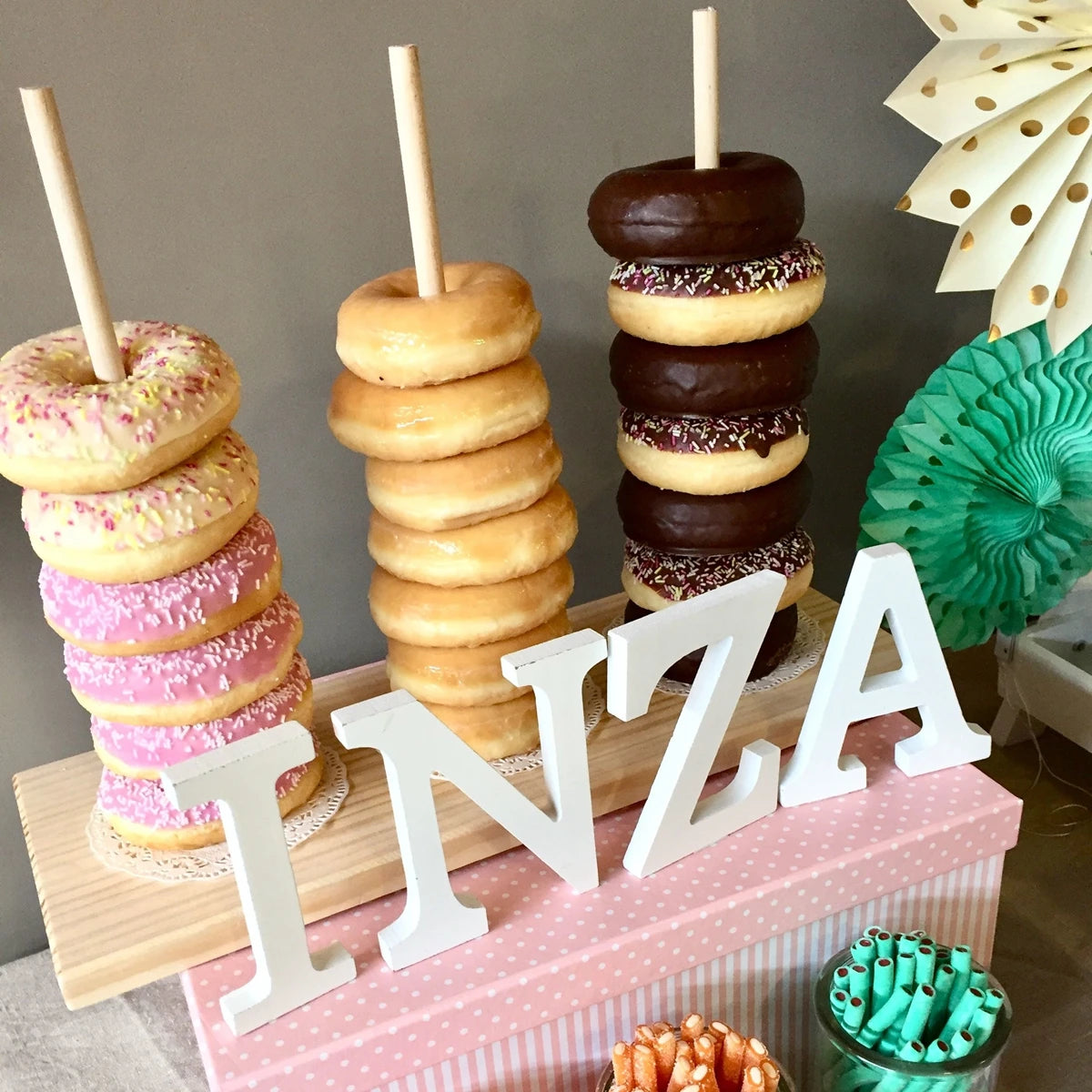 Wood Donuts Stand Holder Sweet Cart Rustic Wedding Table Decor Doughnut Birthday Party Candy Bar Baby Shower Donut Party