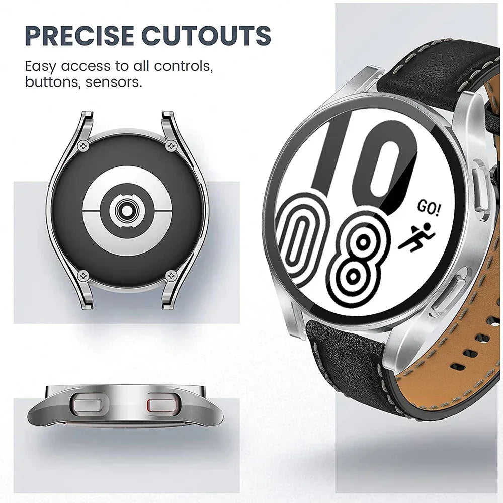 Tempered Glass+PC Cover for Samsung Galaxy Watch 4 5 6 44mm 40mm All Coverage Protective Bumper Case Galaxy Watch4 5 Accessories