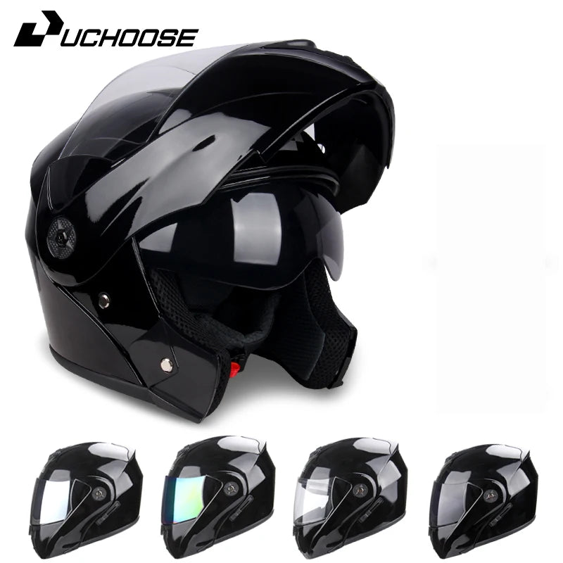New Modular Motorcycle helmet full face racing with Double sun visor Women man flip up helmet Double lens DOT