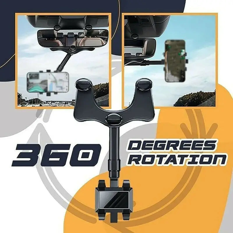 Car Phone Holder 360° Rearview Mirror Phone Holder Auto Rearview Mirror Seat Hanging Clip Bracket Cell Phone Holder for Car