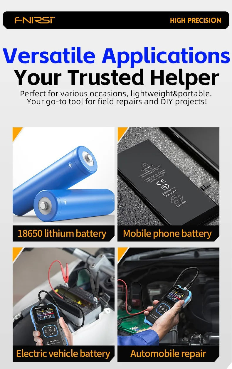 FNIRSI HRM-10 18650 Battery Voltage Internal Resistance Tester High-precision Trithium Lithium lron Phosphate Battery Tester