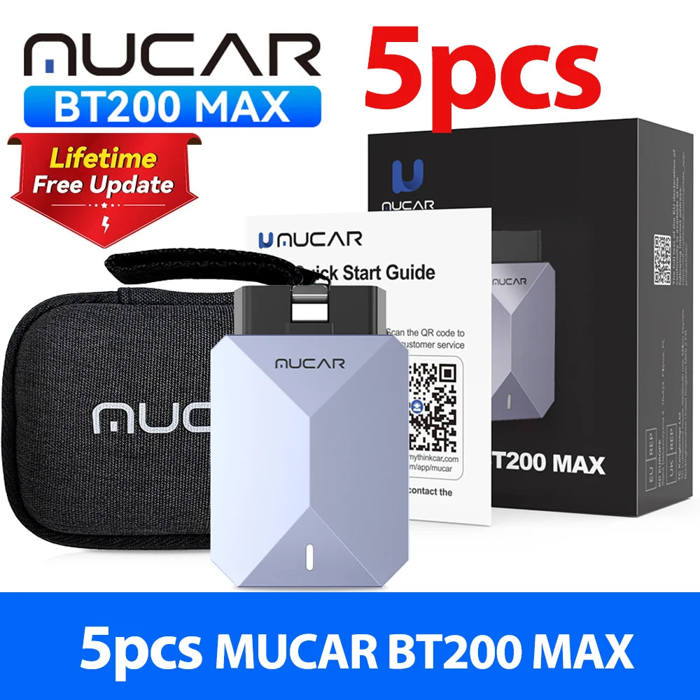 Lifetime Free Update MUCAR BT200 Max OBD2 Scanner CAN FD Bi-Directional Control All System Diagnostic Tool 15 Reset for All Cars