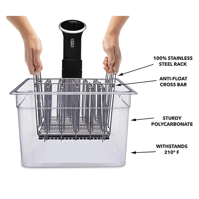 Sous Vide Cooker machine 11L Container with Stainless Steel Rack Detachable Dividers Separator Slow Cooker Kits Accessories
