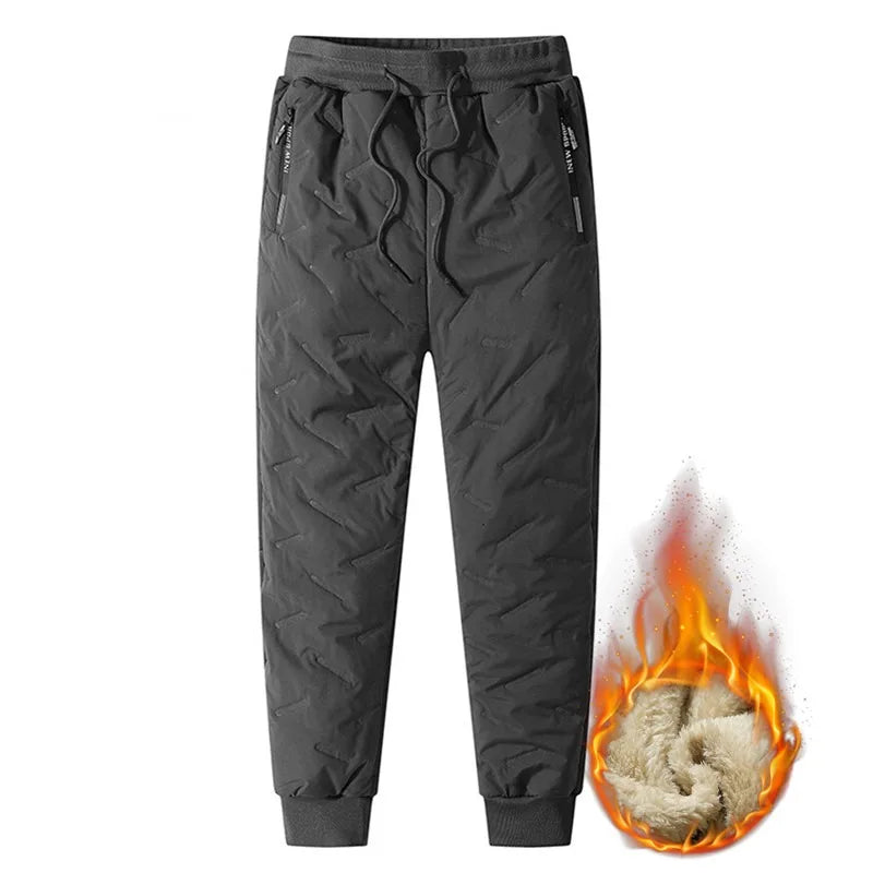 Winter Sweatwear Men Plush Thick Sport Sweatpant Lambswool Thermal Trousers Casual Pants Waterproof Windproof Warm Cotton Pants