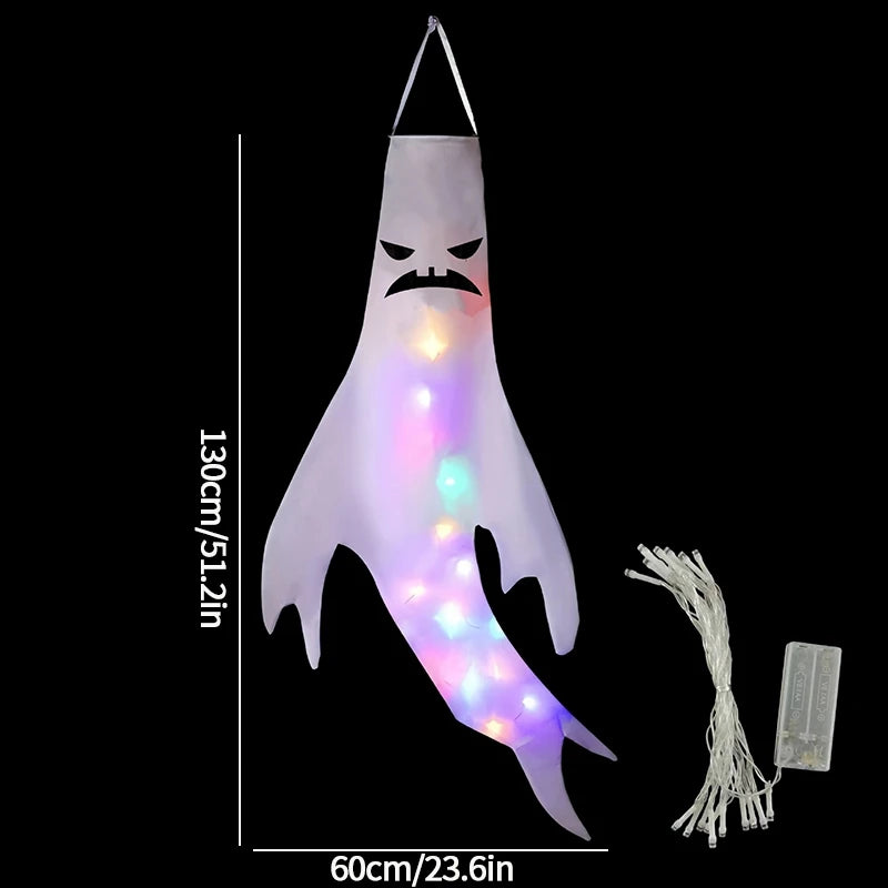 Halloween Ghost Hanging Decorations Glowing Ghost Windsock  Hanging Pendant for Outdoor Horry Hallow Day of The Dead Decoration