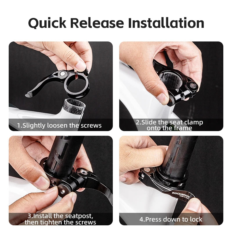 ROCKBROS Bicycle Seat Post Clamp Aluminum Alloy Installation Quick Release Cycling Seat Clamp Convenient Bike Parts Seatpost