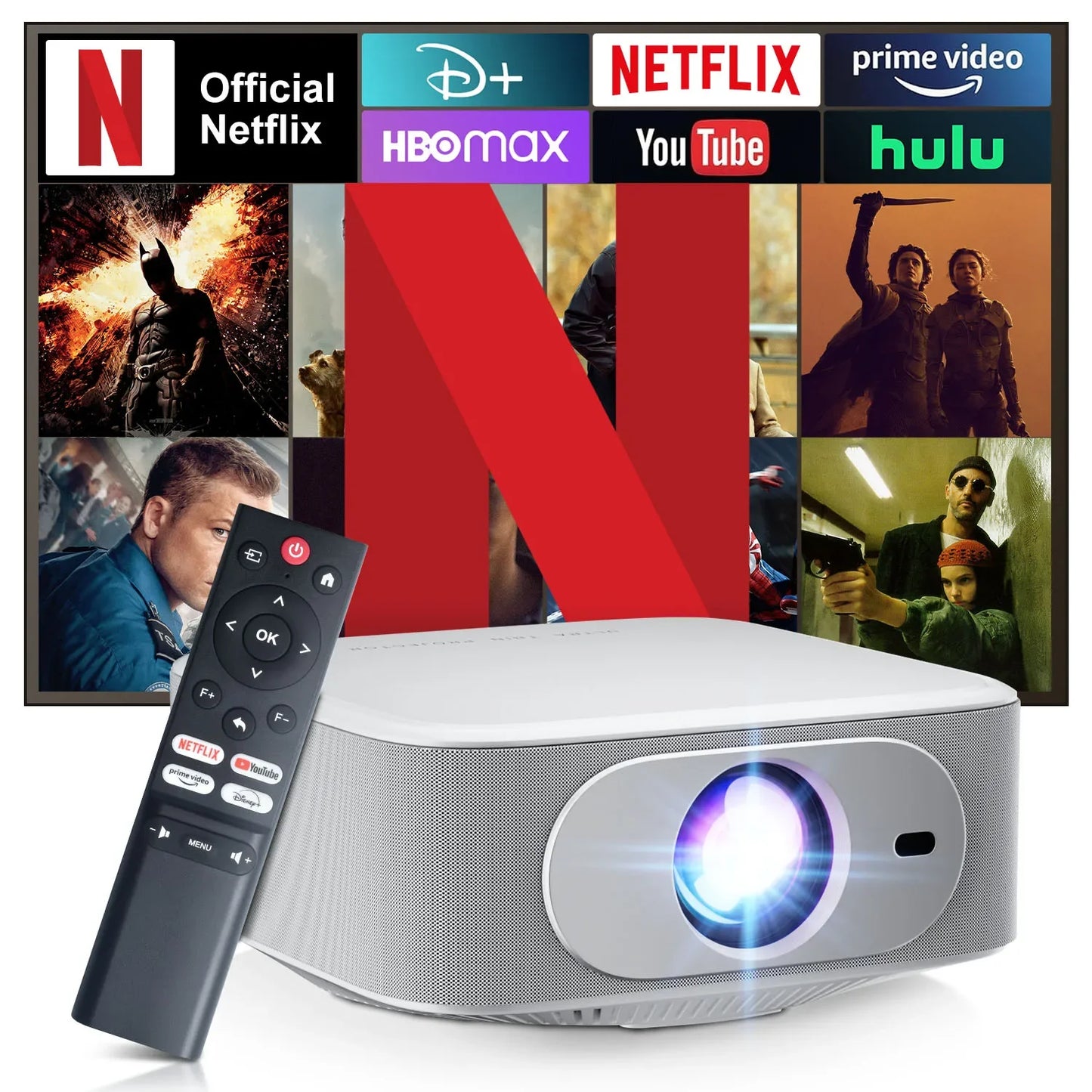 ZDSSY P92 MAX Smart Projector Android 13 Netflix Officially Licensed HD 1080P BT5.2 WiFi 12000L Elec Focus Auto Keyston 4K Movie
