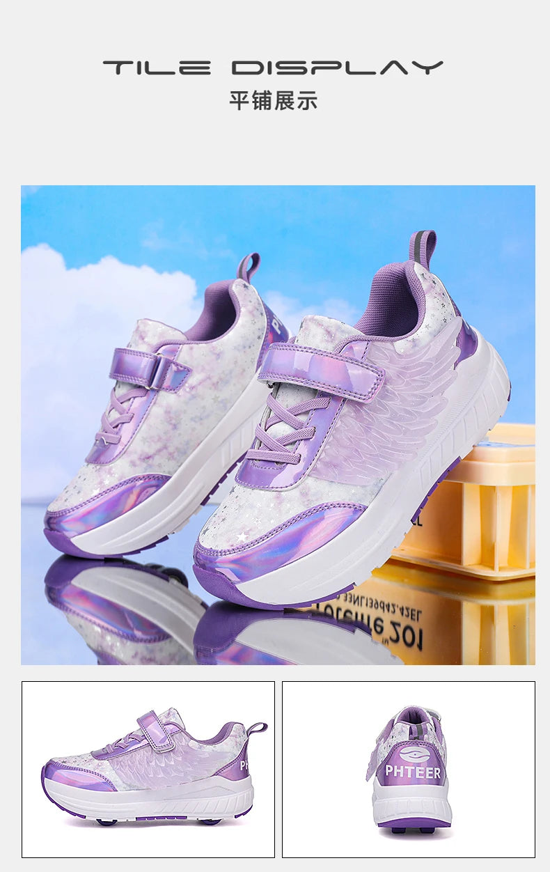 Kids Roller Skate Shoes Snickers With 4-Wheels Children Rollerskates Fashion Outdoor Sports Shoes Girls Boys Gifts